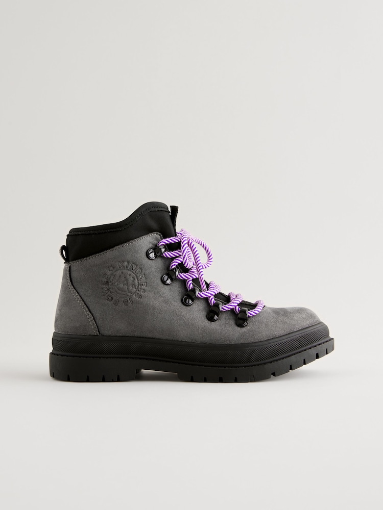 Grey Lace-Up Hiker Boots - Image 2 of 7