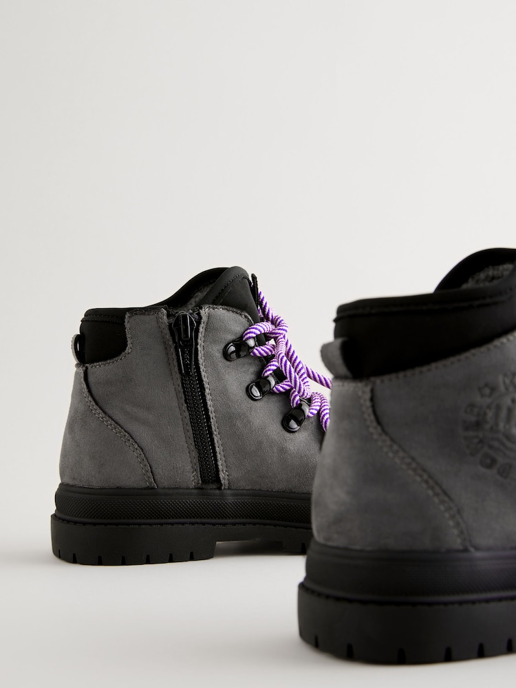 Grey Lace-Up Hiker Boots - Image 7 of 7