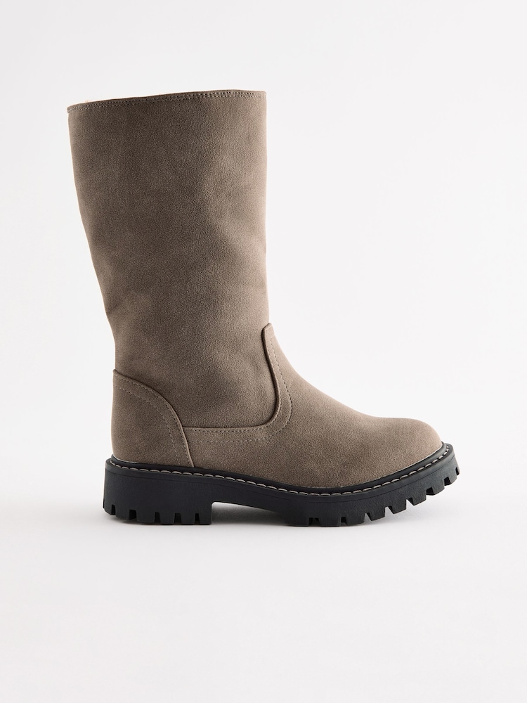 Neutral Chunky Tall Boots - Image 2 of 6