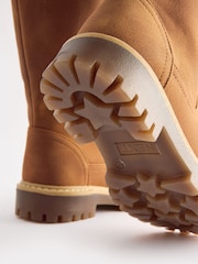 Tan Brown Chunky Tall Boots - Image 5 of 6