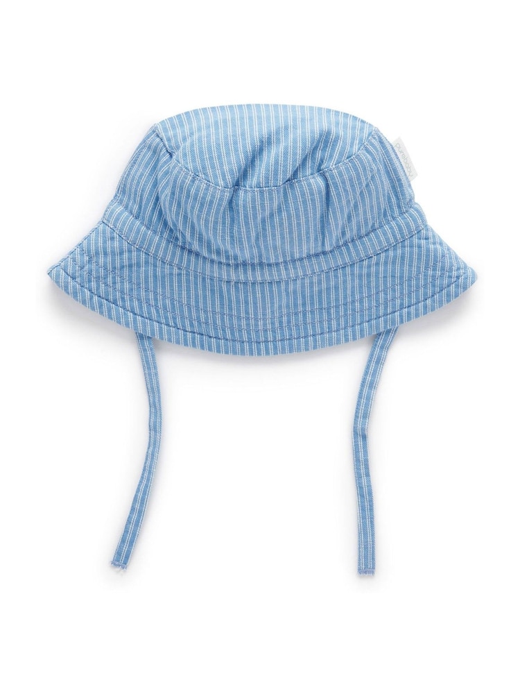 Purebaby Blue Striped Bucket Hat - Image 1 of 4