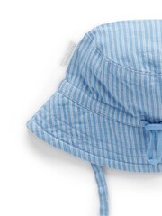 Purebaby Blue Striped Bucket Hat - Image 3 of 4
