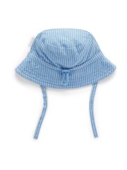 Purebaby Blue Striped Bucket Hat - Image 4 of 4