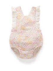 Purebaby Cream Crinkle Floral Bonnet - Image 3 of 3