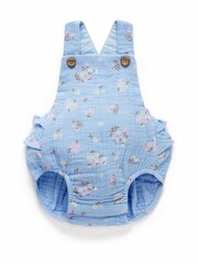 Purebaby Blue Daisy Ruffle Romper - Image 1 of 6