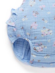 Purebaby Blue Daisy Ruffle Romper - Image 4 of 6
