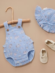 Purebaby Blue Daisy Ruffle Romper - Image 6 of 6
