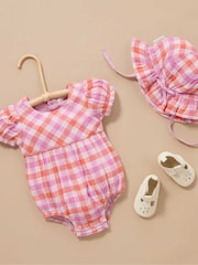 Purebaby Purple Gingham Sunhat - Image 1 of 4