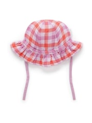 Purebaby Purple Gingham Sunhat - Image 2 of 4