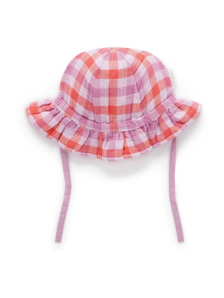Purebaby Purple Gingham Sunhat - Image 2 of 4