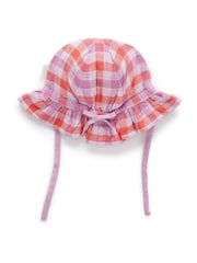 Purebaby Purple Gingham Sunhat - Image 3 of 4