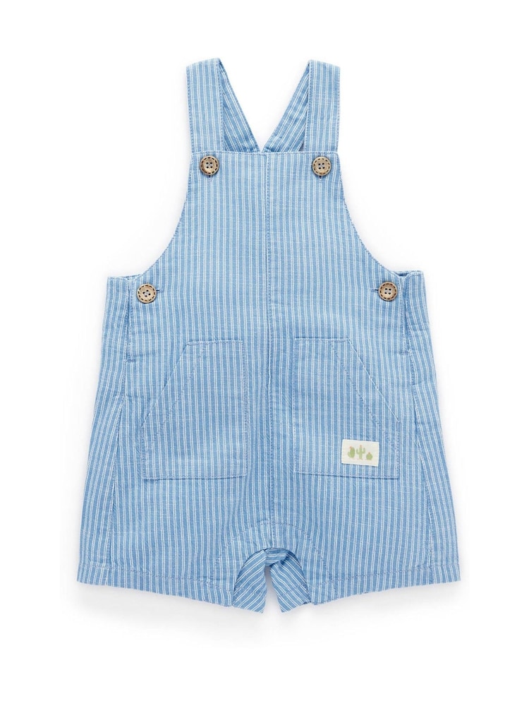 Purebaby Blue Striped Overalls All-In-One - Image 2 of 5