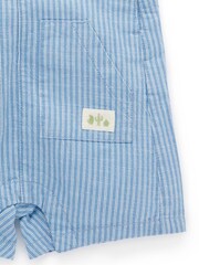 Purebaby Blue Striped Overalls All-In-One - Image 4 of 5