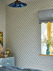 Harlequin Lapis Pearl Daisy Trellis 10.05M Wallpaper - Image 3 of 4
