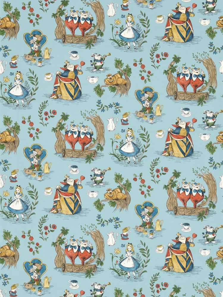 Sanderson Puddle Blue Alice In Wonderland 10.05M Wallpaper - Image 1 of 1