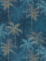 Clarke and Clarke Midnight Palmyra 10.05M Wallpaper - Image 1 of 1