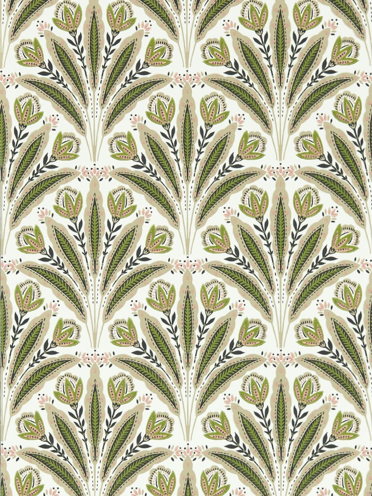Clarke and Clarke Sage Blush Attingham 10.05M Wallpaper - Image 1 of 1