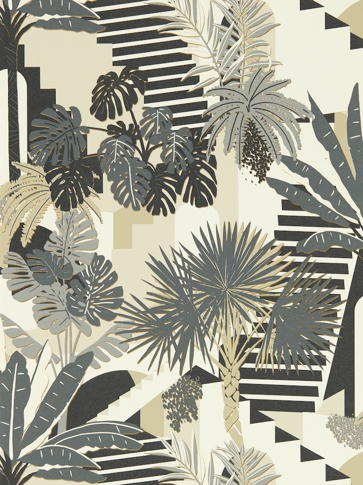 Clarke and Clarke Charcoal Malindi 10.05M Wallpaper - Image 1 of 1