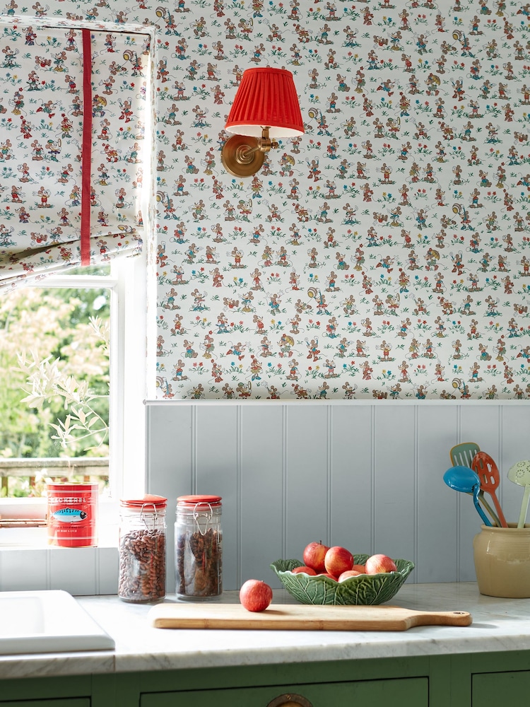 Sanderson Bonbon Blue Mickey and Minnie 10.05M Wallpaper - Image 1 of 3
