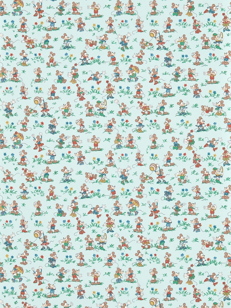 Sanderson Bonbon Blue Mickey and Minnie 10.05M Wallpaper - Image 3 of 3