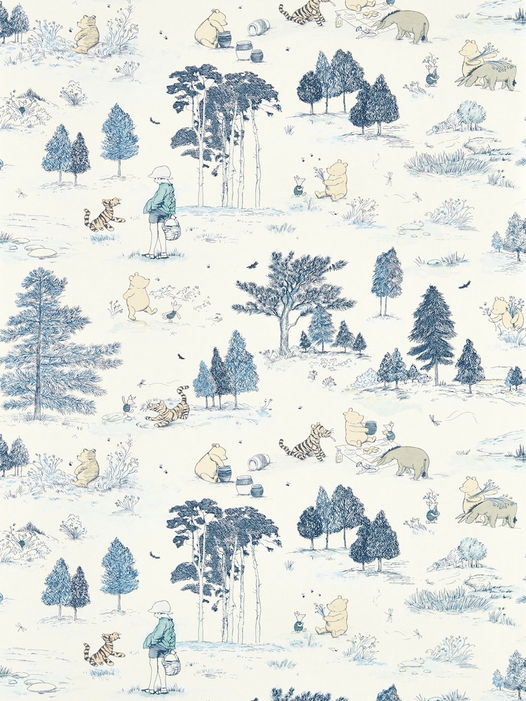 Sanderson Bonbon Blue Winnie The Pooh 10.05M Wallpaper - Image 1 of 1