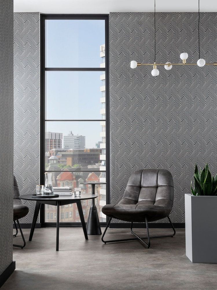 Clarke and Clarke Grassetto Charcoal Grassetto 10.05M Wallpaper - Image 1 of 4
