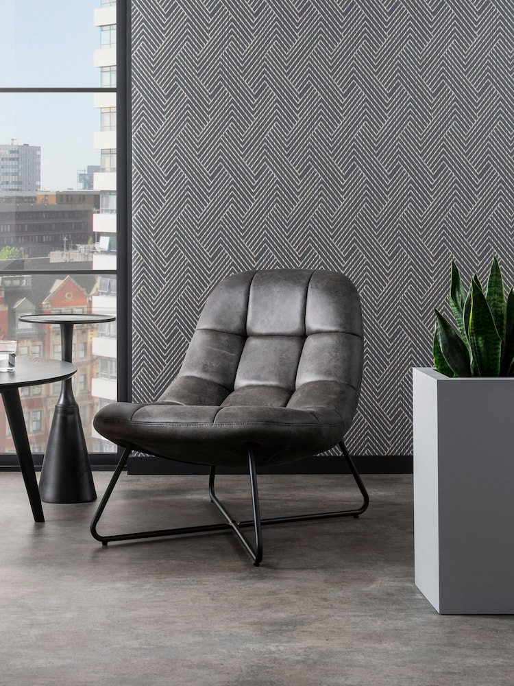 Clarke and Clarke Grassetto Charcoal Grassetto 10.05M Wallpaper - Image 2 of 4