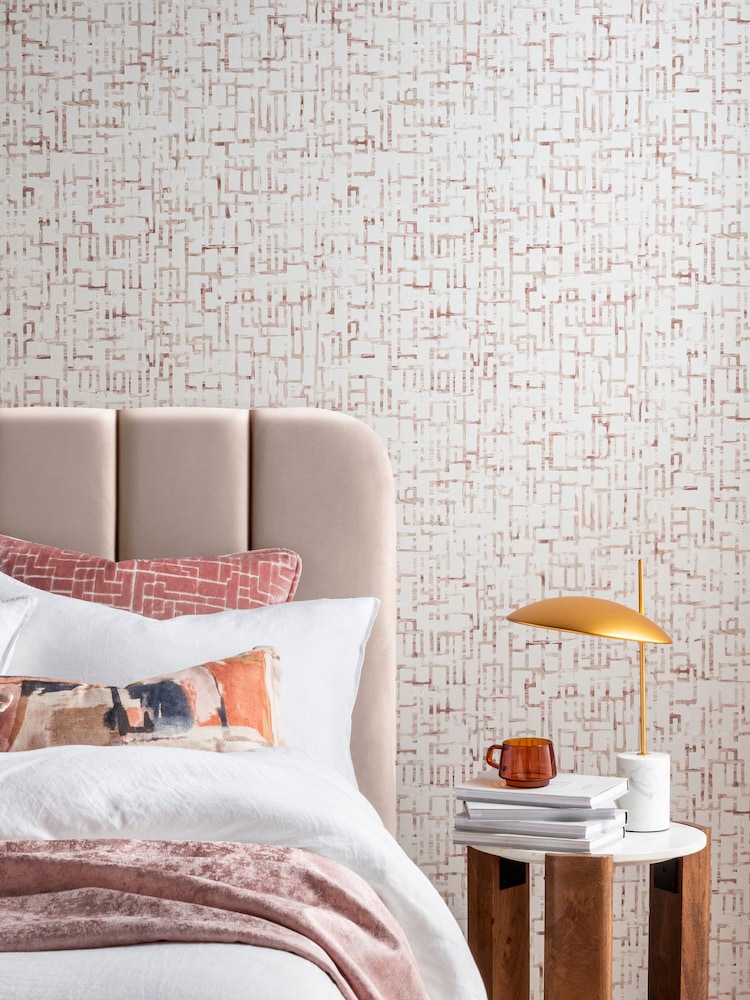 Clarke and Clarke Quadrata Blush Wallpaper - Image 2 of 4