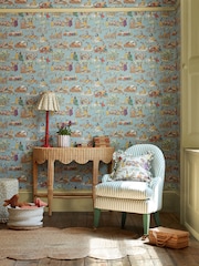 Sanderson Puddle Blue Snow White 10.05M Wallpaper - Image 1 of 2