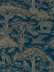 Clarke and Clarke Midnight Luxe Kisumu 10.05M Wallpaper - Image 1 of 1