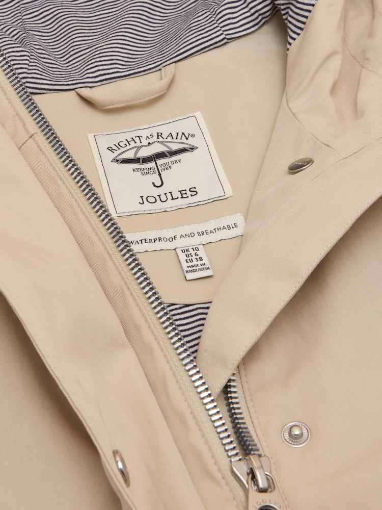 Joules Waterproof Stone Raincoat with Hood - Image 4 of 6