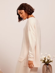 Friends Like These Cream Loungewear V Neck Cosy Long Sleeve Jumper - Image 4 of 4