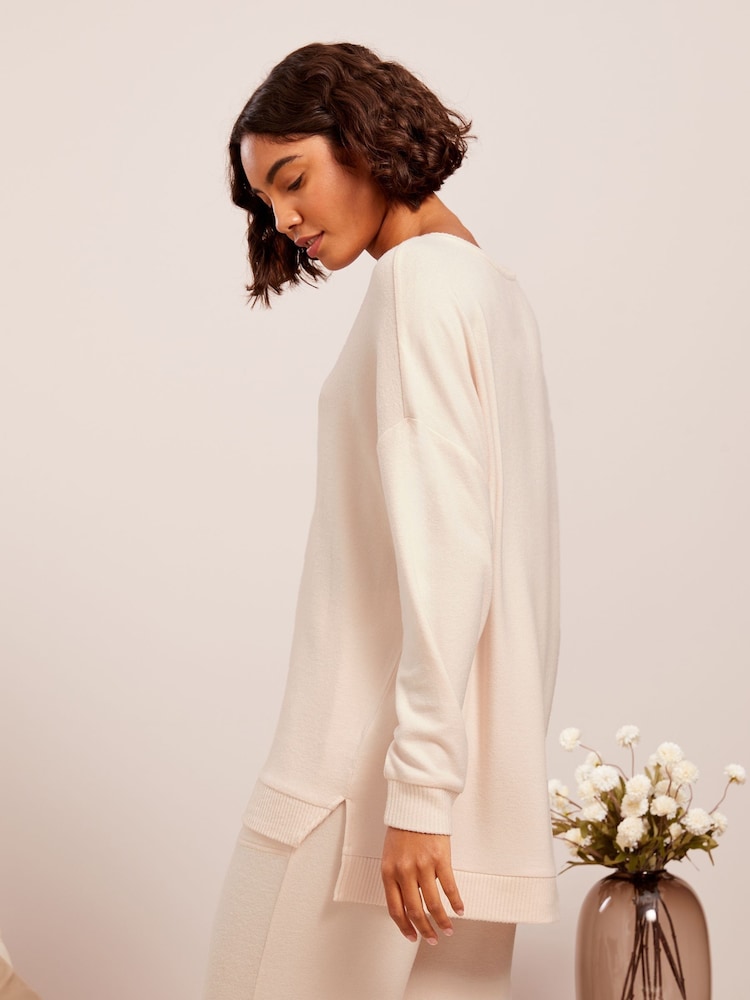Friends Like These Cream Loungewear V Neck Cosy Long Sleeve Jumper - Image 4 of 4