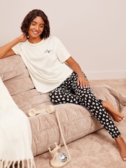 Friends Like These White Embrodiered Heart Tee And Leggings Lounge Set - Image 3 of 5