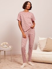 Friends Like These Pink Embrodiered Heart Tee And Leggings Lounge Set - Image 2 of 4