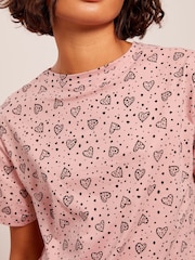 Friends Like These Pink Embrodiered Heart Tee And Leggings Lounge Set - Image 3 of 4