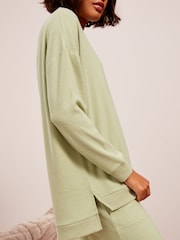Friends Like These Green Loungewear V Neck Cosy Long Sleeve Jumper - Image 2 of 4