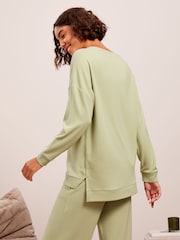 Friends Like These Green Loungewear V Neck Cosy Long Sleeve Jumper - Image 4 of 4
