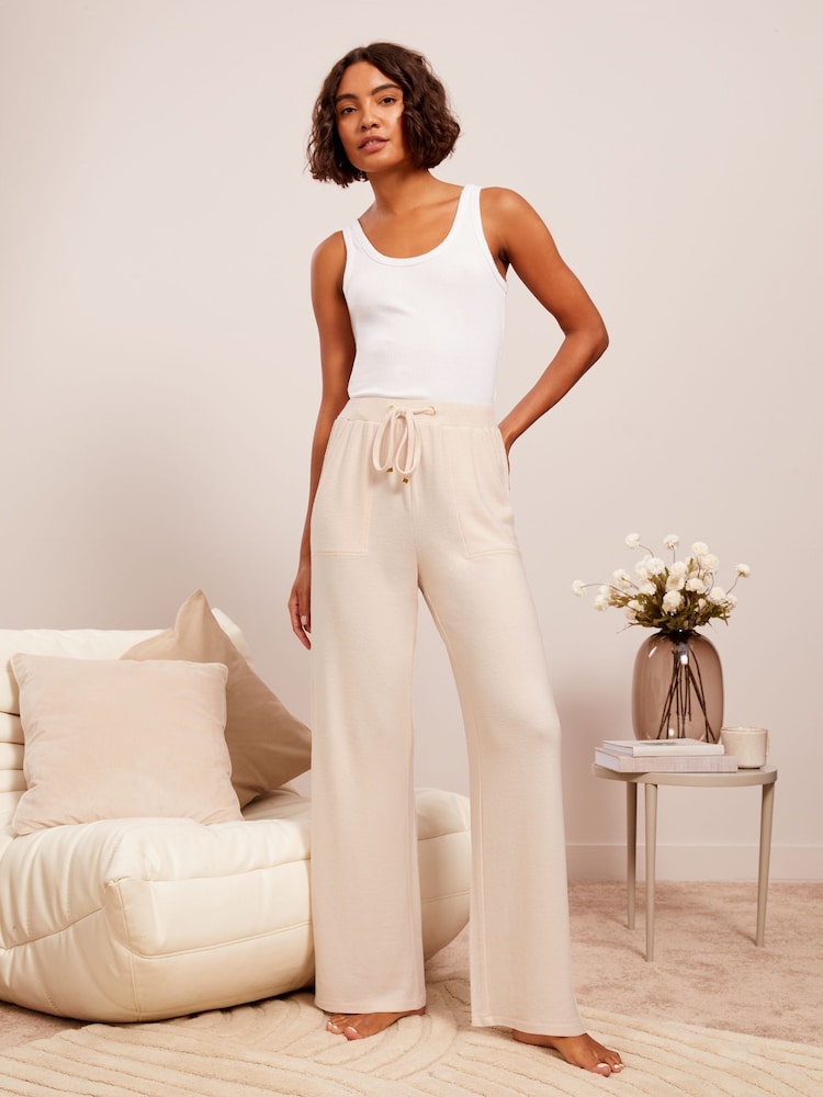 Friends Like These Cream Wide Leg Loungewear Trousers - Image 2 of 5