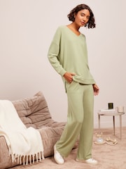 Friends Like These Green Wide Leg Loungewear Trousers - Image 3 of 4
