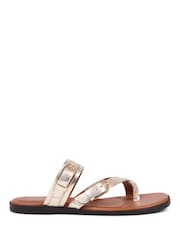 Jones Bootmaker Glint Leather Toe Post Brown Sandals - Image 2 of 5