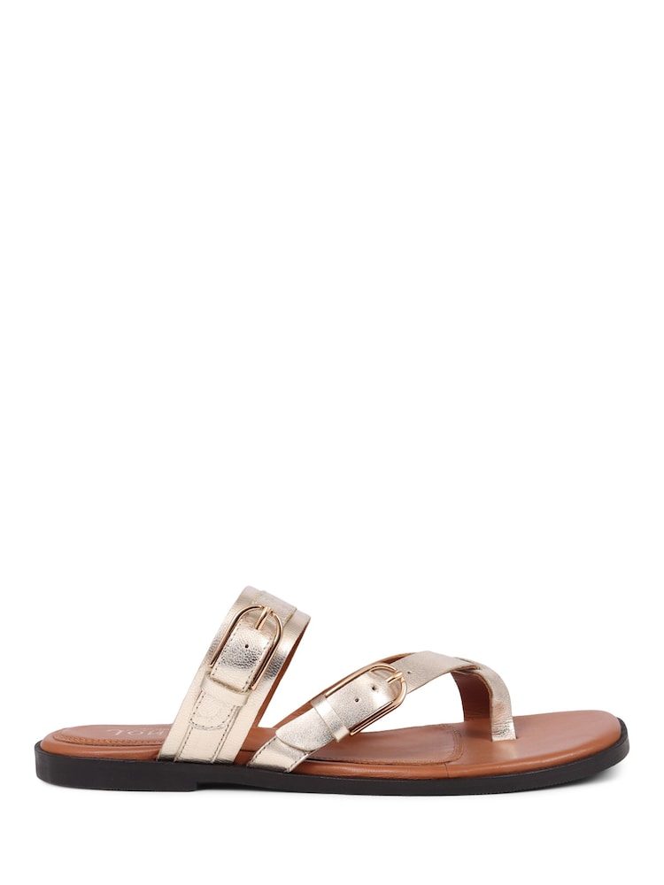 Jones Bootmaker Glint Leather Toe Post Brown Sandals - Image 2 of 5