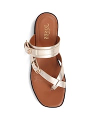 Jones Bootmaker Glint Leather Toe Post Brown Sandals - Image 3 of 5