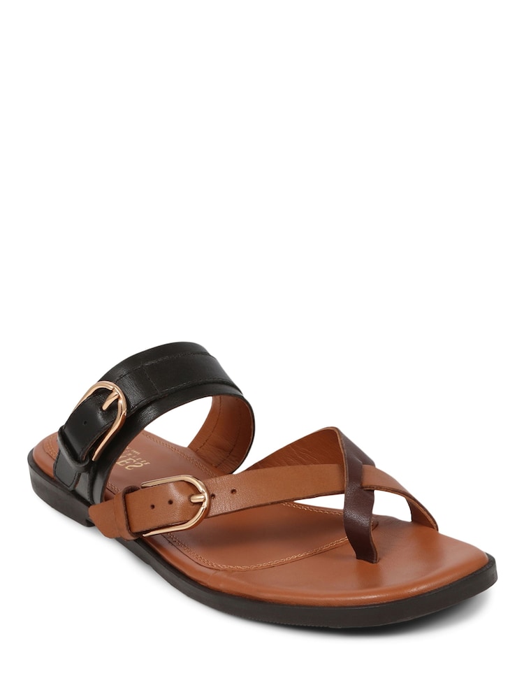 Jones Bootmaker Glint Leather Toe Post Brown Sandals - Image 1 of 5