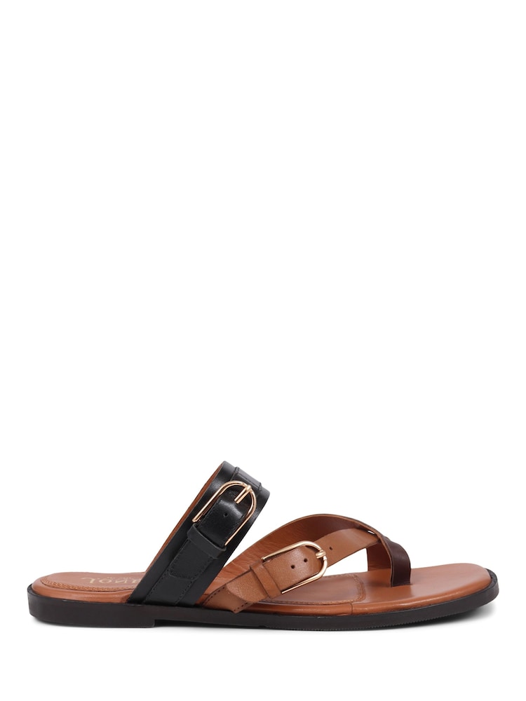 Jones Bootmaker Glint Leather Toe Post Brown Sandals - Image 2 of 5