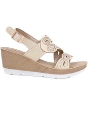 Pavers Gold Adjustable Wedge Heel Sandals - Image 1 of 5