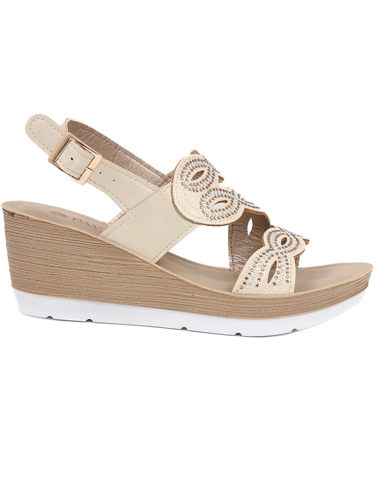 Pavers Gold Adjustable Wedge Heel Sandals - Image 1 of 5