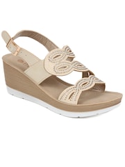 Pavers Gold Adjustable Wedge Heel Sandals - Image 2 of 5