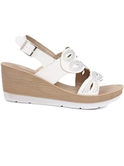 Pavers White Adjustable Wedge Heel Sandals - Image 1 of 5