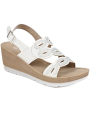 Pavers White Adjustable Wedge Heel Sandals - Image 2 of 5